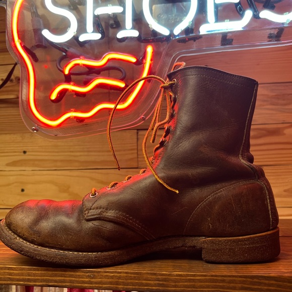 Vtg 60’s Red Wing Iron Ranger Boots 10.5 EE Dark Brown cork soles! main image 13